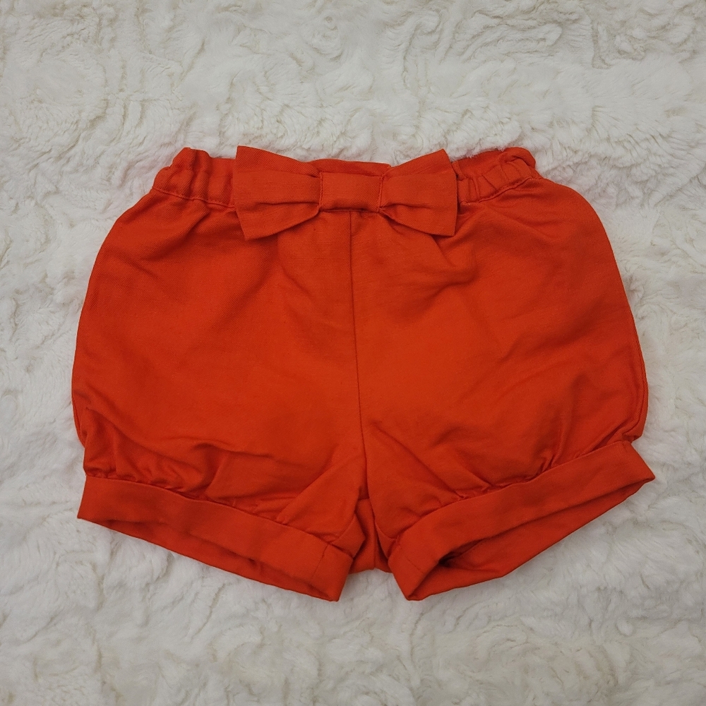 Jacadi Baby Girl Orange Bow-Tie Bubble Shorts Size 12 Months